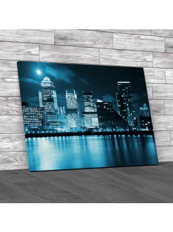 Full Moon Over City Of London Canvas Print Large Picture Wall Art