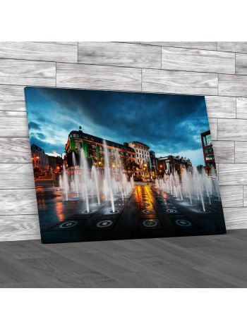 Fountains At Piccadilly Garden In Manchester Canvas Print Large Picture Wall Art