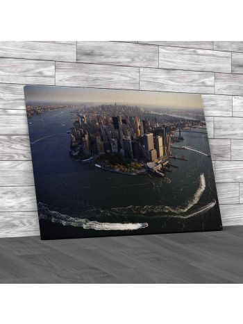 Aerial View Of Lower Manhattan New York Canvas Print Large Picture Wall Art