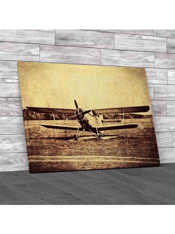 Photo Of An Old Biplane Canvas Print Large Picture Wall Art