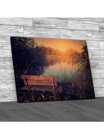 Bench At The Lake Canvas Print Large Picture Wall Art