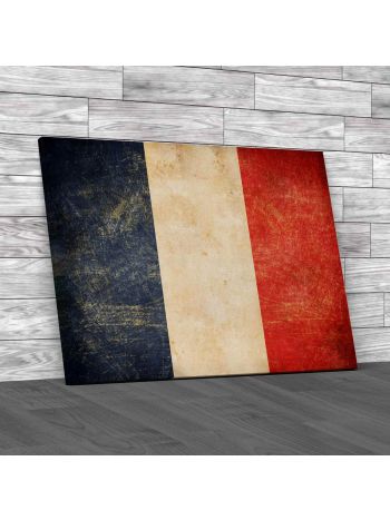 Old French Tricolour Flag Canvas Print Large Picture Wall Art
