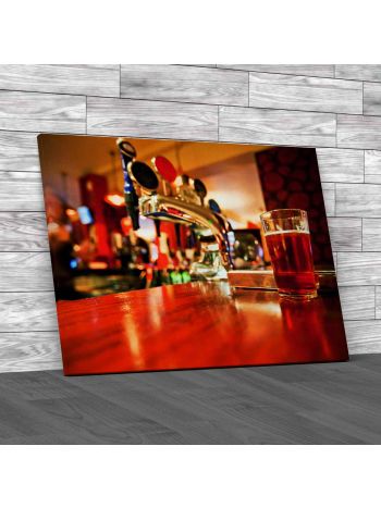 Pint Of Beer On A Bar Canvas Print Large Picture Wall Art