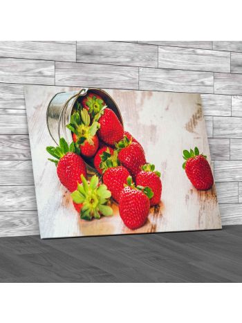 Strawberries In An Aluminum Bucket Canvas Print Large Picture Wall Art