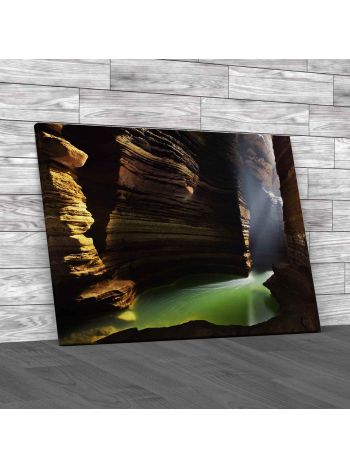 Beautiful Cave With Lake Canvas Print Large Picture Wall Art