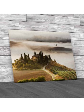 Foggy Landscape In Tuscany Italy Canvas Print Large Picture Wall Art