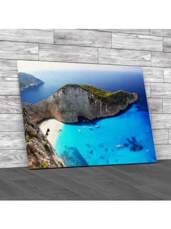 Beach Navagio In Zakynthos Greece Canvas Print Large Picture Wall Art