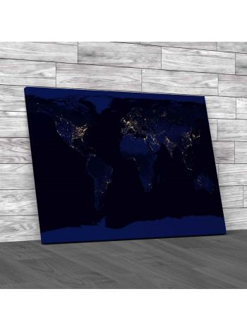Earth Night View From Space Canvas Print Large Picture Wall Art
