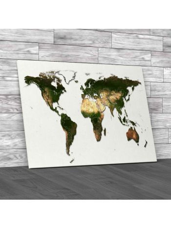 Real Detail World Map Of Continents Canvas Print Large Picture Wall Art