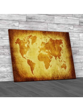 World Map In Vintage Pattern Canvas Print Large Picture Wall Art