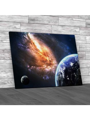 Earth In Space Canvas Print Large Picture Wall Art