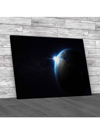 Earth View From Space With Sunrise Canvas Print Large Picture Wall Art