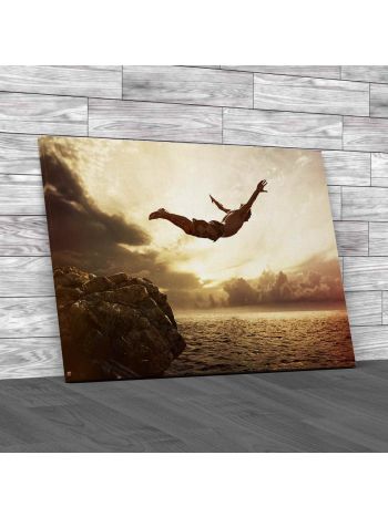 Cliff Diver Canvas Print Large Picture Wall Art