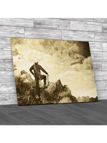 Old Photo Of A Mountaineer Canvas Print Large Picture Wall Art