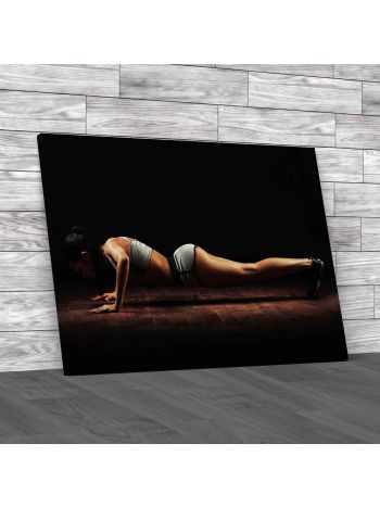 Athletic Woman Pushed From The Floor Canvas Print Large Picture Wall Art