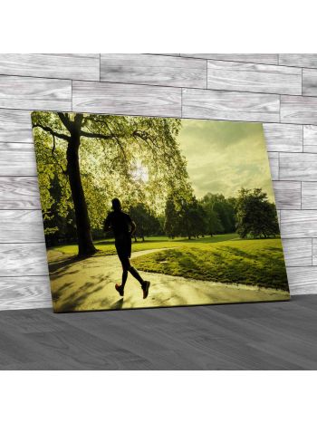 Evening Runner In London Green Park Canvas Print Large Picture Wall Art