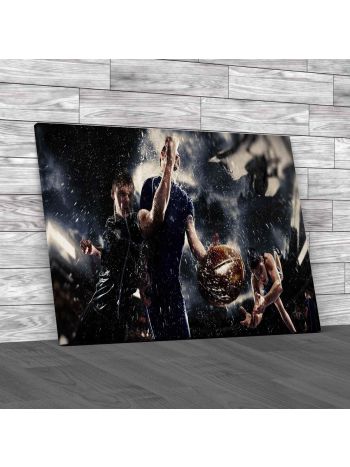 Rugby Players On A Stadium Canvas Print Large Picture Wall Art