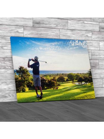 Man Hitting Driver Down The Fairway Canvas Print Large Picture Wall Art