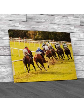 Horses Racing Down The Track Canvas Print Large Picture Wall Art