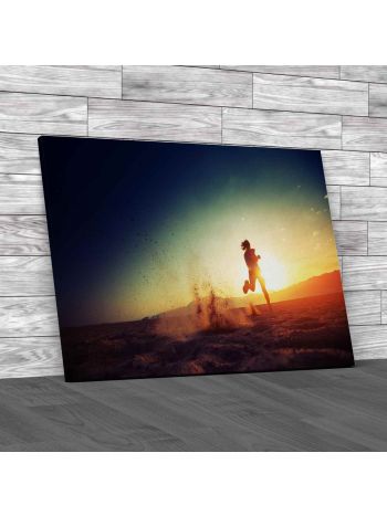 Running In The Desert At Sunset Canvas Print Large Picture Wall Art