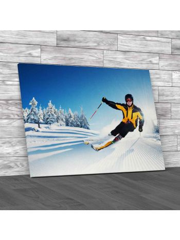 Skier In Mountains Canvas Print Large Picture Wall Art