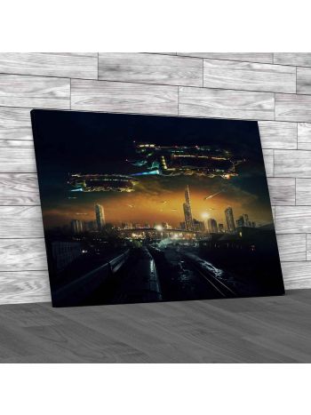 Futuristic Urban Landscape Canvas Print Large Picture Wall Art