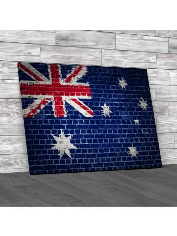 Australian Flag Brick Wall Canvas Print Large Picture Wall Art
