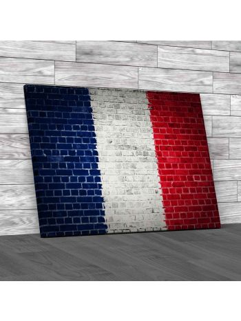 France Flag Brick Wall Canvas Print Large Picture Wall Art