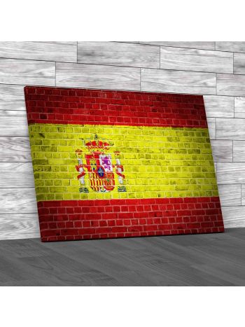 Spanish Flag Brick Wall Canvas Print Large Picture Wall Art