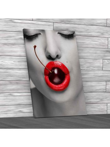 Erotic Sucking Cherry Canvas Print Large Picture Wall Art