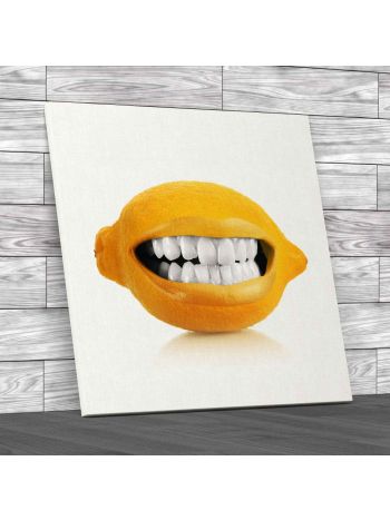 Smiling Lemon Funny Square Canvas Print Large Picture Wall Art