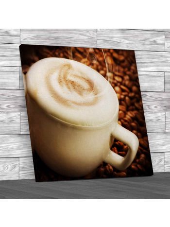 Coffee Latte Cappuccino Square Canvas Print Large Picture Wall Art