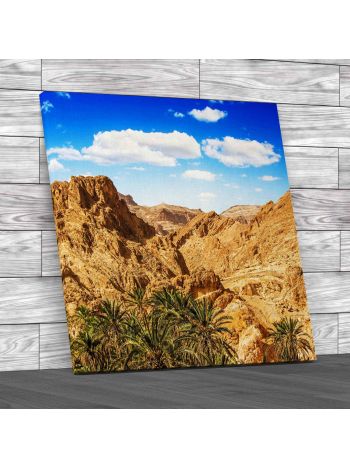 Mountain Oasis Chebika Tunisia Square Canvas Print Large Picture Wall Art