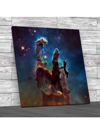 The Pillars Of Creation The Eagle Nebula Square Canvas Print Large Picture Wall Art