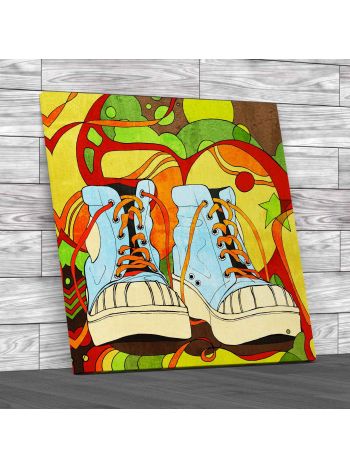 Graffiti Sneakers Square Canvas Print Large Picture Wall Art